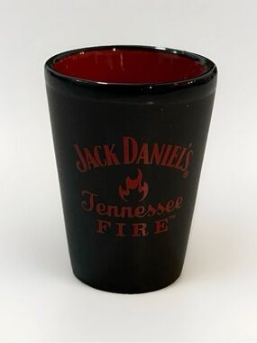 Jack Daniels Black Shot Glass with Red Interior and Logo